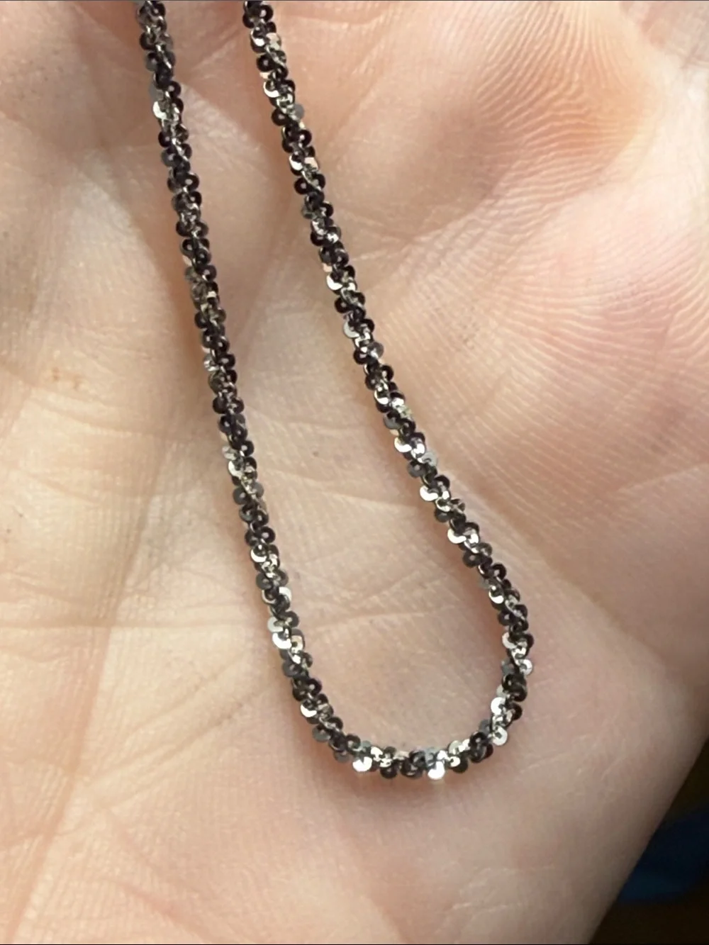 925 SOLID STERLING SILVER Salt&Pepper/Gunmetal twisted rope bracelet 8” NEW